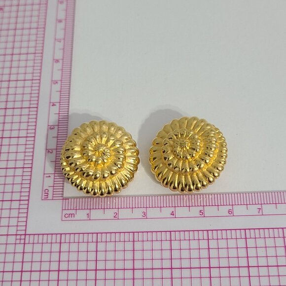 Alfred Sung Matt Gold Spiral Clip on Earrings-Vintage - Picture 6 of 9